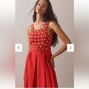 Maeve Crochet Halter Poplin Midi Dress